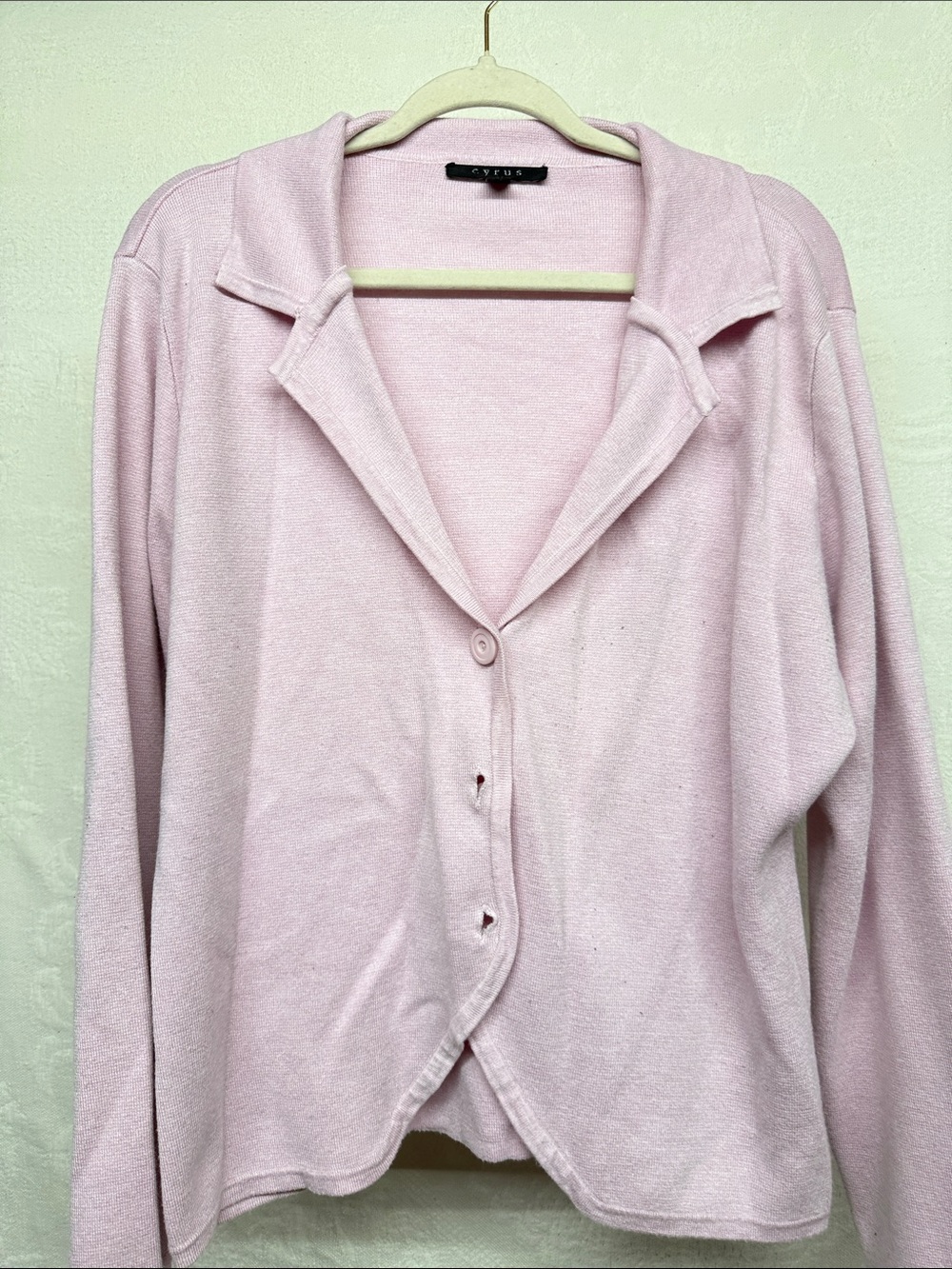 Cyrus Pale Pink Collared Button Cardigan